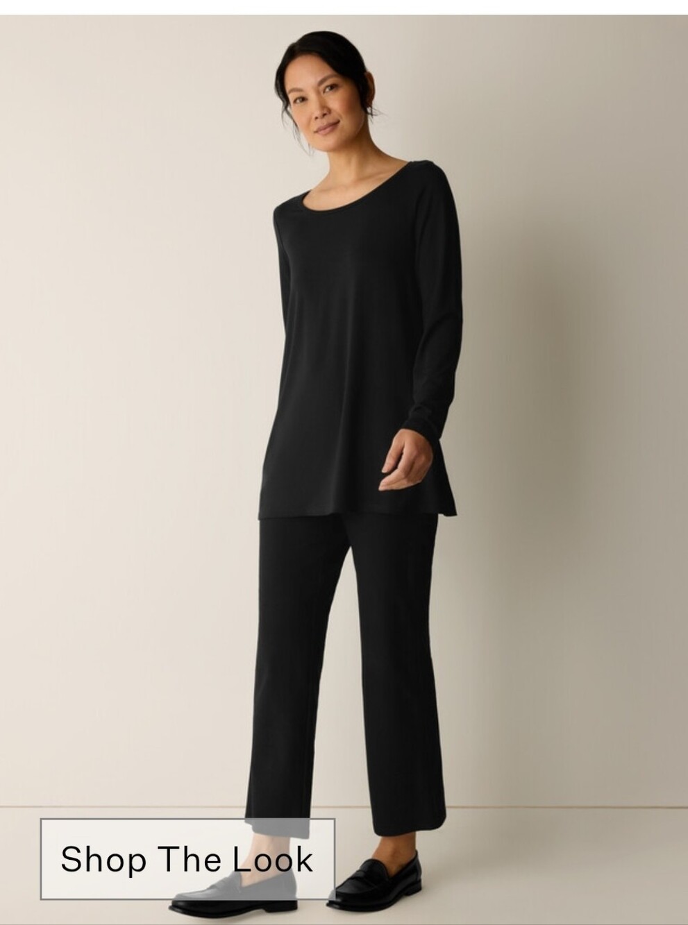 No Tag Eileen Fisher Large Black A-Line Scoop Neck Tunic